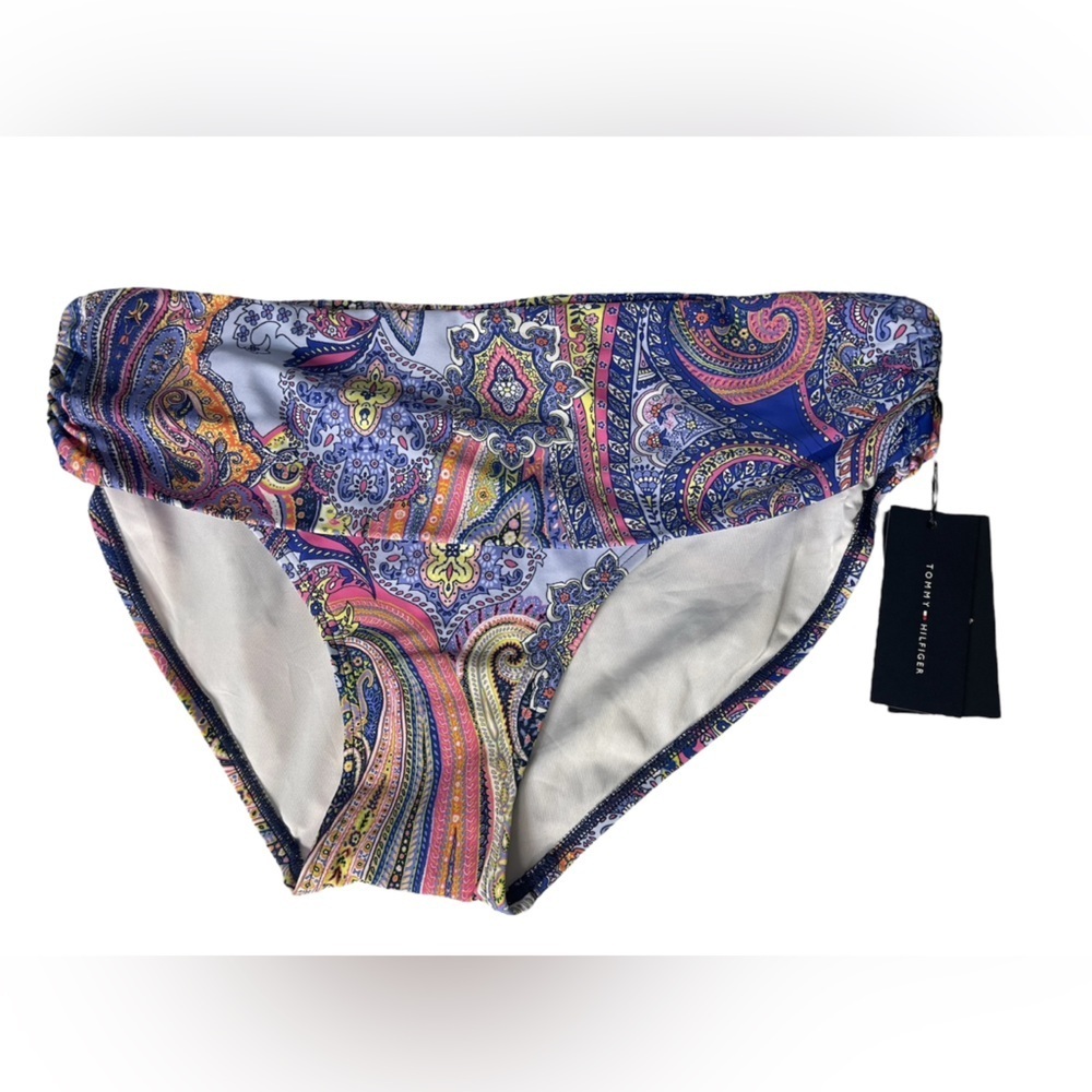 Tommy Hilfiger XL Jaipur Paisley Foldover Bikini Bottom Blue Pink NWT
